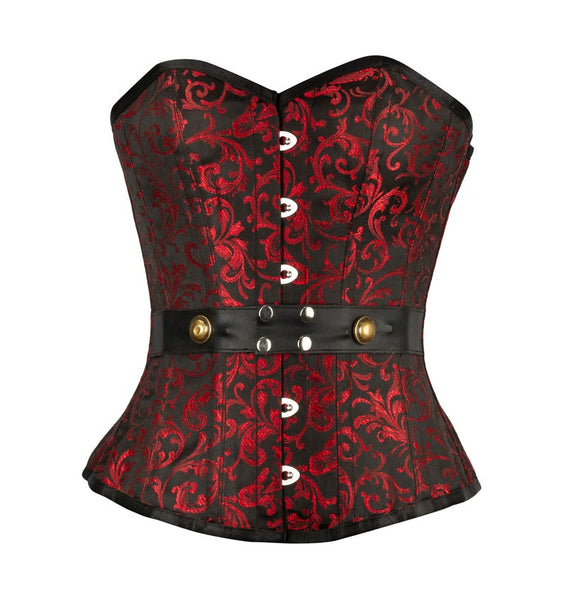 Armi Red & Black Brocade Steampunk Corset - Corsets Queen US-CA