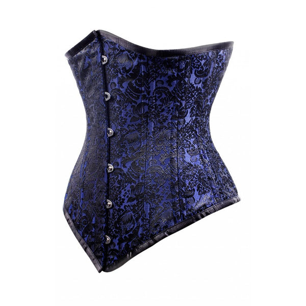 Klavis Blue Floral Brocade Waist Training Corset