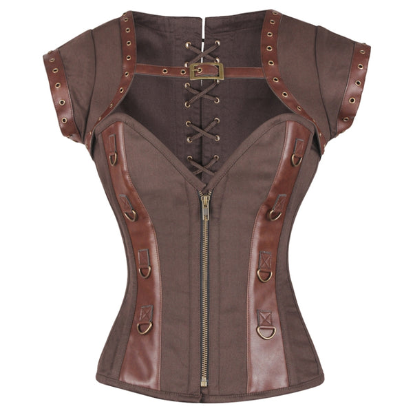 Sophronia Steampunk Cotton Corset with Shrug - Corsets Queen US-CA