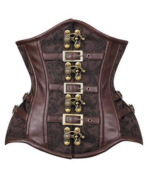 Admetaa New Curvy Waist Trainer with Buckle in Brocade - Corsets Queen US-CA