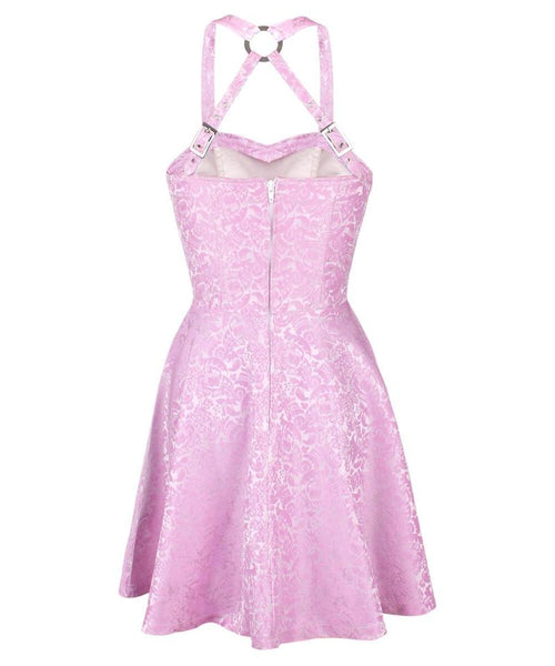 pink corset skater dress Baby Pink Taffeta Corset Lace Up Skater Dress