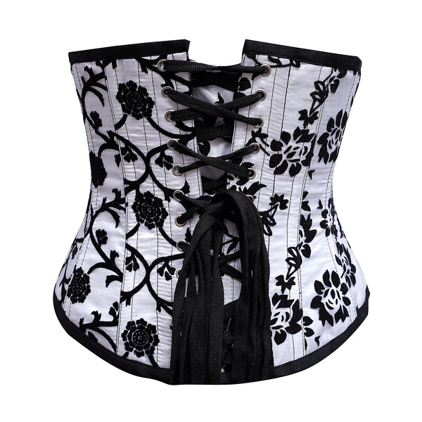 Denezel  White Overbust Corset In Tissue Flocking