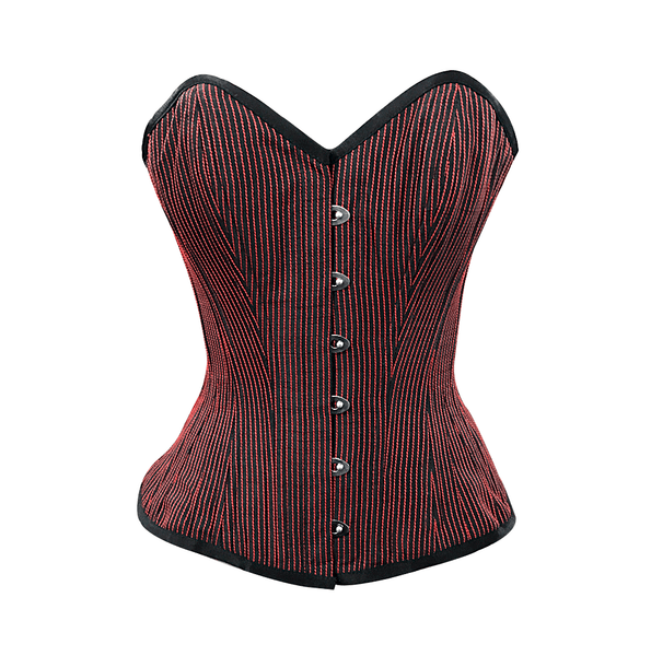 Sigsworth Red & Black Stripe Overbust Corset - Corsets Queen US-CA