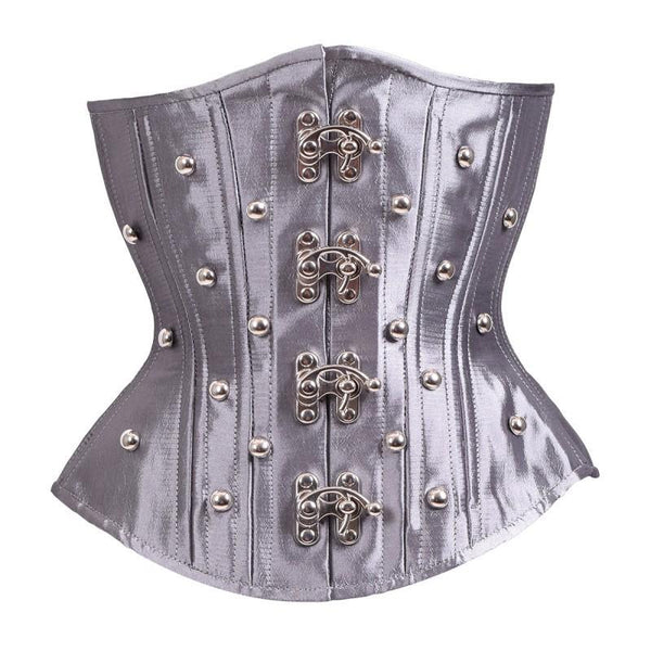 Bendrik Silver Satin Waist Training Underbust Corset - Corsets Queen US-CA