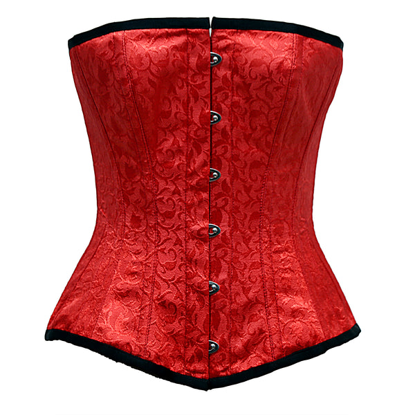 Red Satin and Black Lace Underbust Cincher Corset