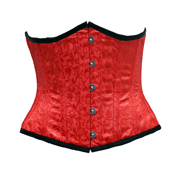 Underbust Corset Red Brocade Fabric