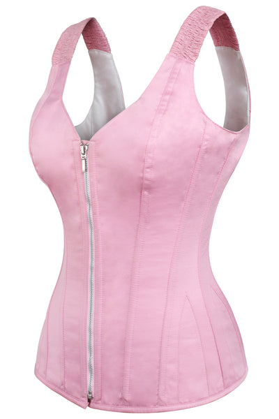 Rytting Baby Pink Overbust Corset With Shoulder Straps & Zip