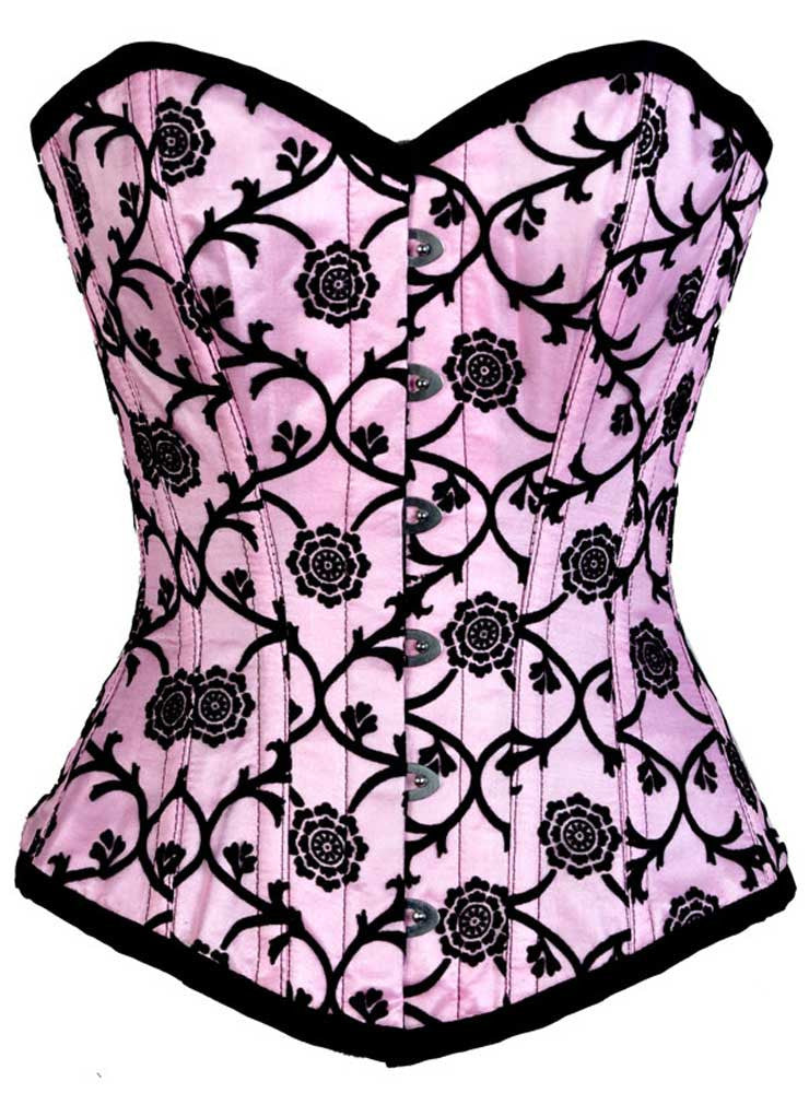 ELEGANT PINK TAFFETA ON CHAKRI FLOCKING - Corsets Queen US-CA ELEGANT PINK TAFFETA ON CHAKRI FLOCKING - Corsets Queen US-CA