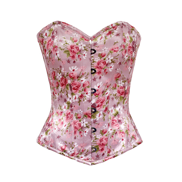 Pink Floral Lace Corset Top