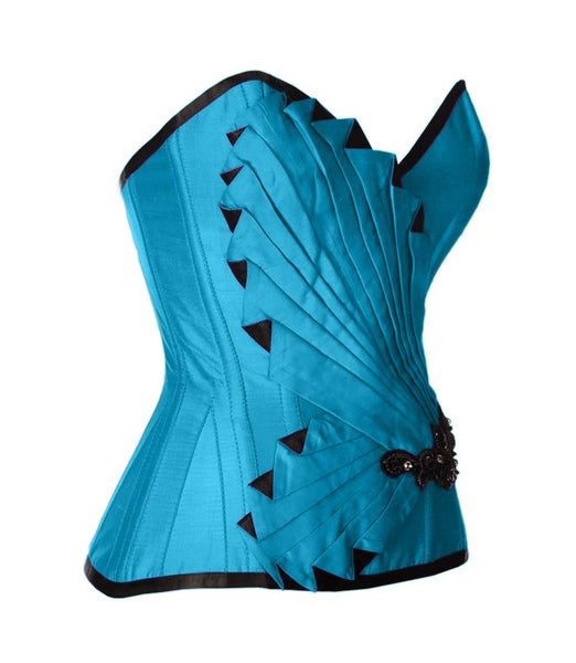 Krope Turquoise Satin/Taffeta Embroidered Overbust Corset– Corsets