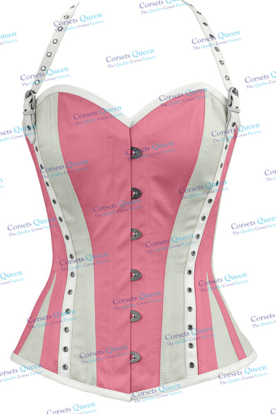 Chenny Satin Overbust Corset With Strap - Corsets Queen US-CA