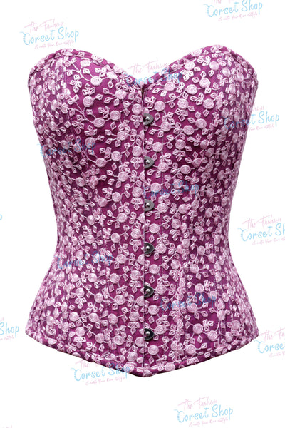 Toletti Baby Pink Floral Net Overlay Overbust Corset
