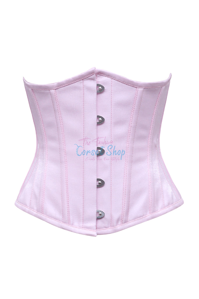 Svetlana Baby Pink Shimmer Satin Underbust Corset