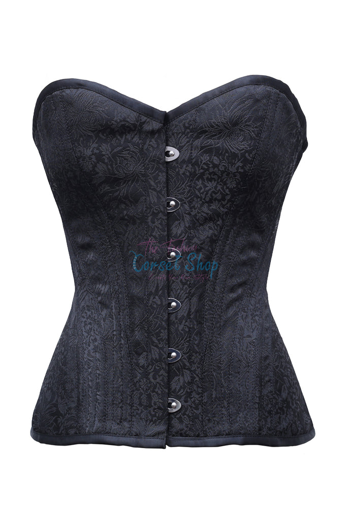 Fleur Black Broacde Overbust Corset
