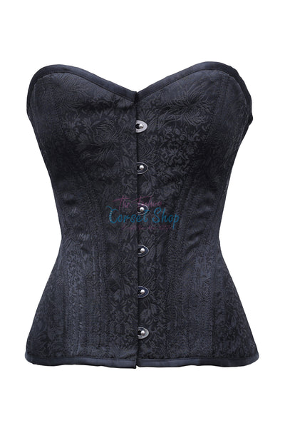 Fleur Black Broacde Overbust Corset