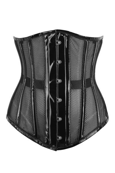 Candy underbust steel boned waist training corset in white satin & white  lace overlay