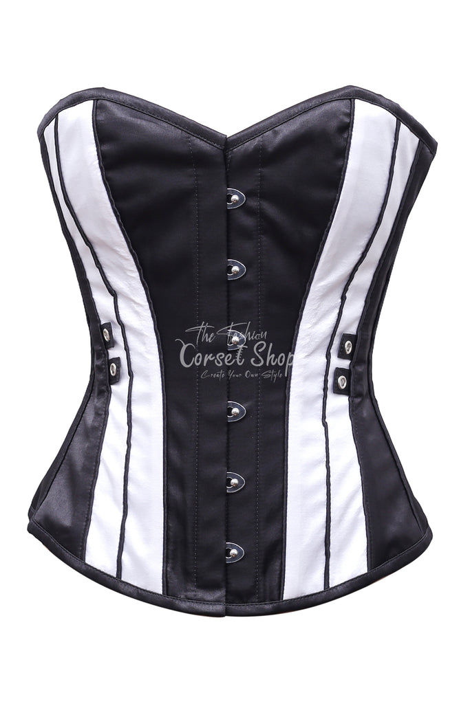 Marye Black & White Satin Overbust Corset