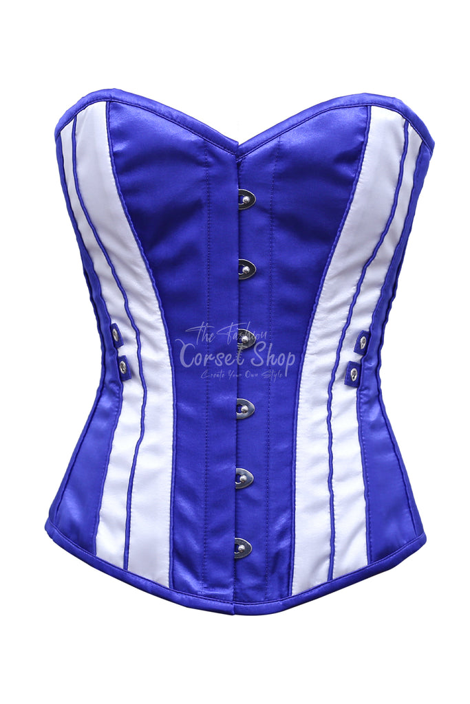 Anania Blue & White Satin Overbust Corset