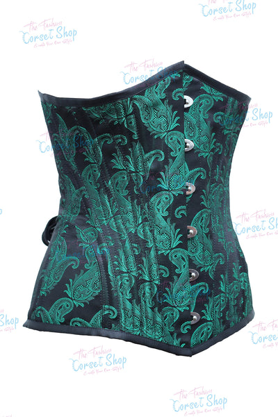 Lexous Sab Face Lexous Green Floral Brocade Waist Training Corset– Corsets Queen US-CA