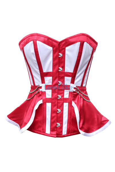 Mariel Red White Satin Overbust Corset