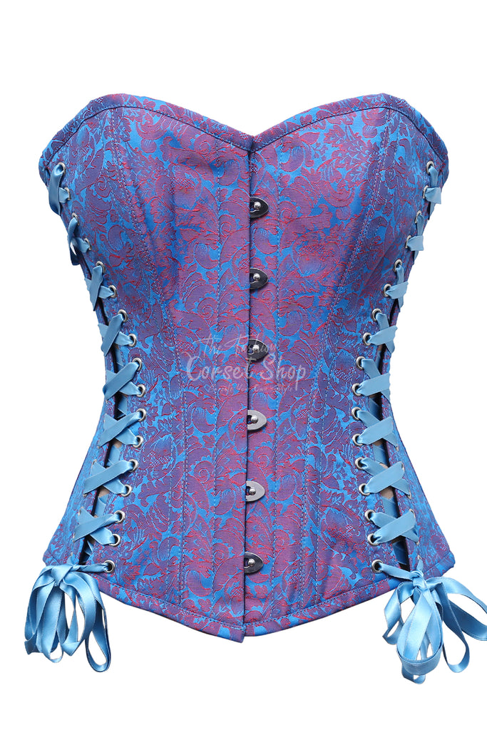 Delish Turquoise Brocade Steampunk Overbust Corset
