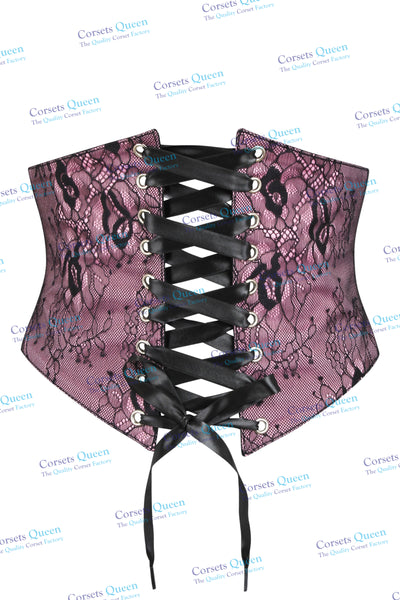 Pink Silk Satin Edged Whalebone Corset with Black Lace and Pink Ribbon'  Giclee Print