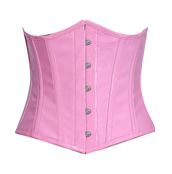 corset underbust C225 in pink and purple satin edged with black