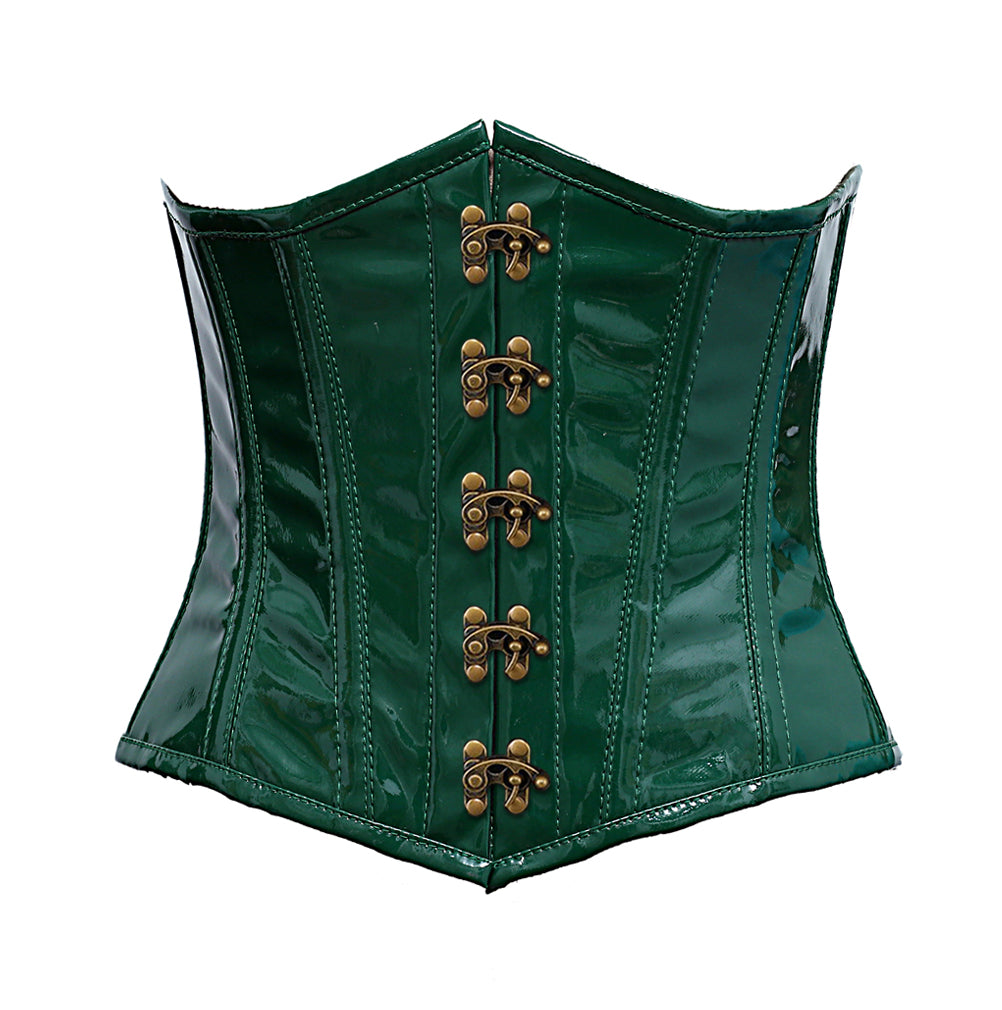 Women's Clothing Green Corset Faux Leather Overbust Bustier Steel Boned Top  (as1, alpha, 3x_s, regular, regular) at  Women's Clothing store