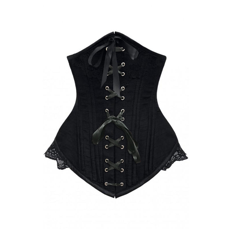 Curran Black Underbust With Black Bow And Lace Detail-Online Black Satin Corset Dress Corsets Queen US-CA Curran Black Underbust With Black Bow And Lace Detail-Online Black Satin Corset Dress Corsets Queen US-CA