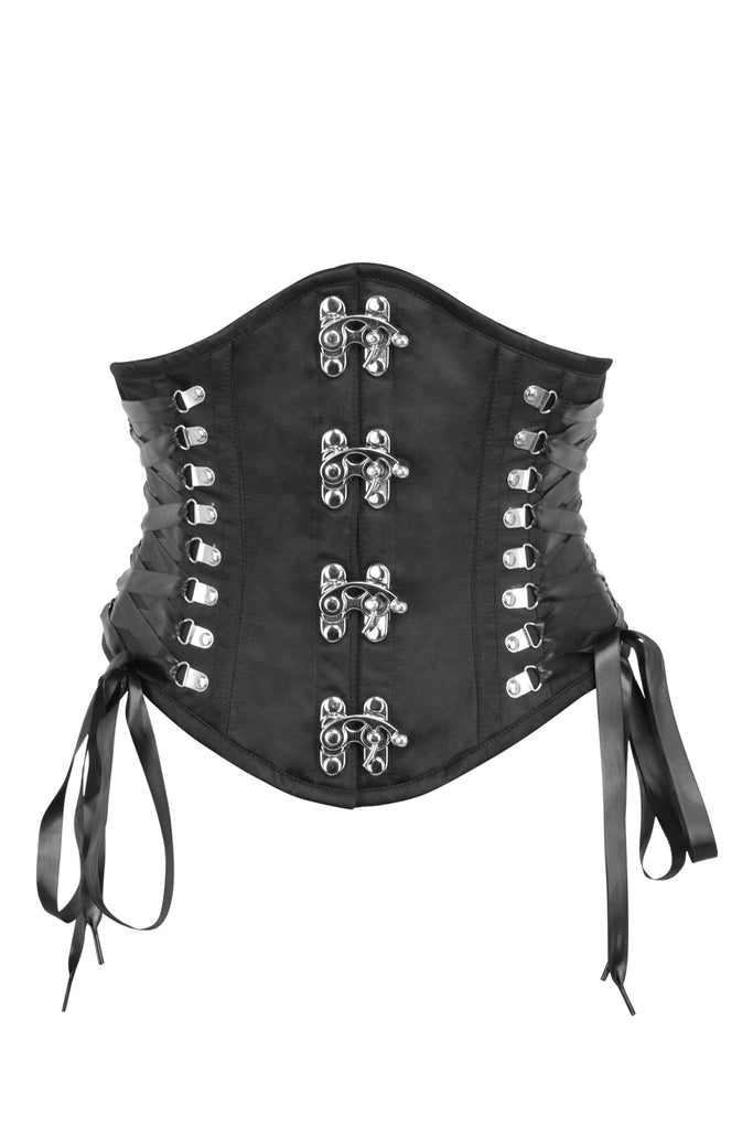 Codina Black Steampunk Waspie With Side Ribbon Detail - Corsets Queen US-CA