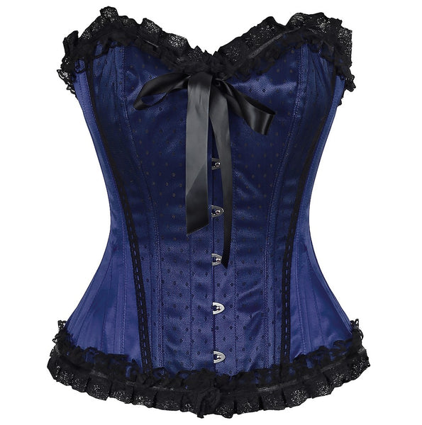 Black and blue satin steel-boned half bust authentic corset. Bespoke m – Corsettery  Authentic Corsets USA
