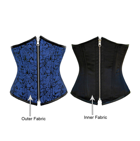 Black and blue satin steel-boned half bust authentic corset. Bespoke m – Corsettery  Authentic Corsets USA