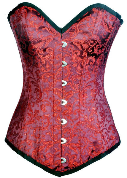 Alivila.Y Fashion Womens Steel Boned Brocade Underbust Corset 2989-Red-XS  at  Women's Clothing store