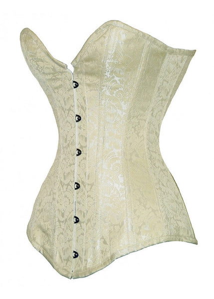 Sariyah Instant Shape Ivory Brocade Overbust Corset- Nylons and
