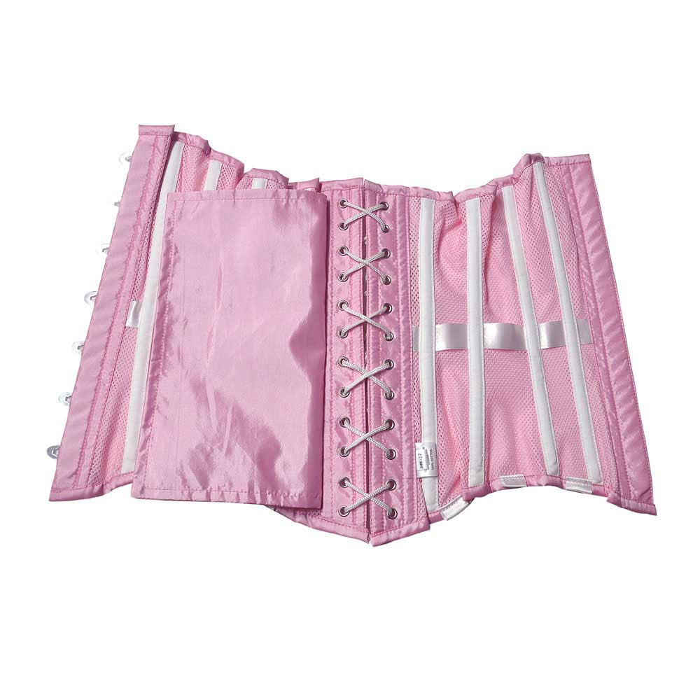Pink Pvc Corset Lace up Back Real Steel Bones Front Steel Busk Half Bust  2XS~7XL