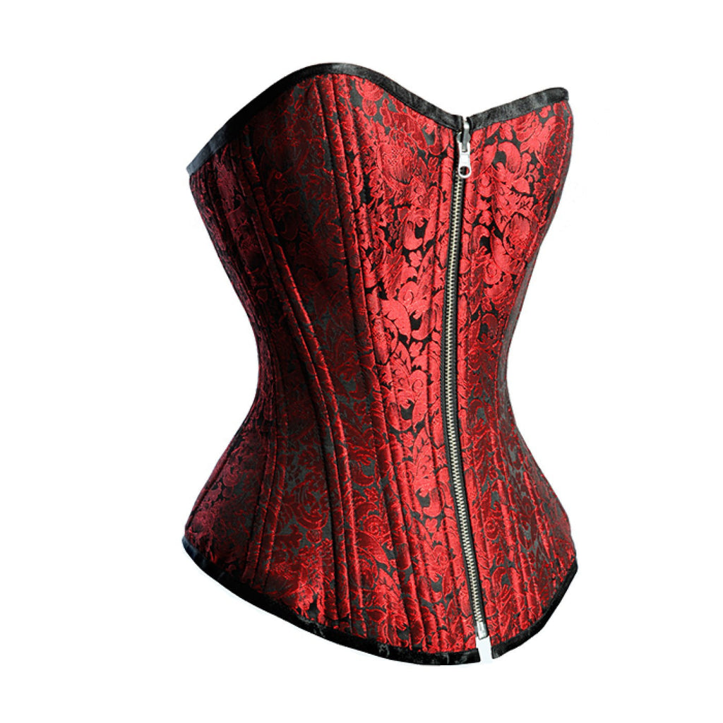 Custom Made Red and Black Damask Overbust Corset