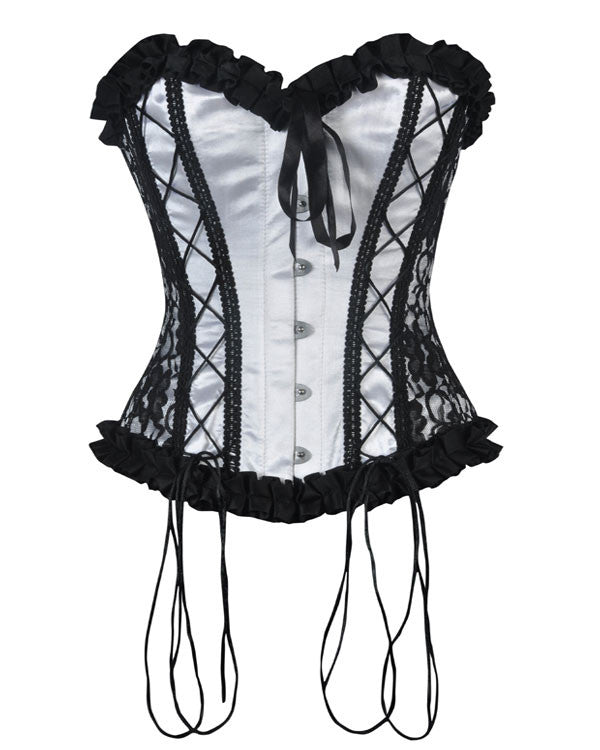 Hook and Eye Front Lace Up Back Overbust Corset