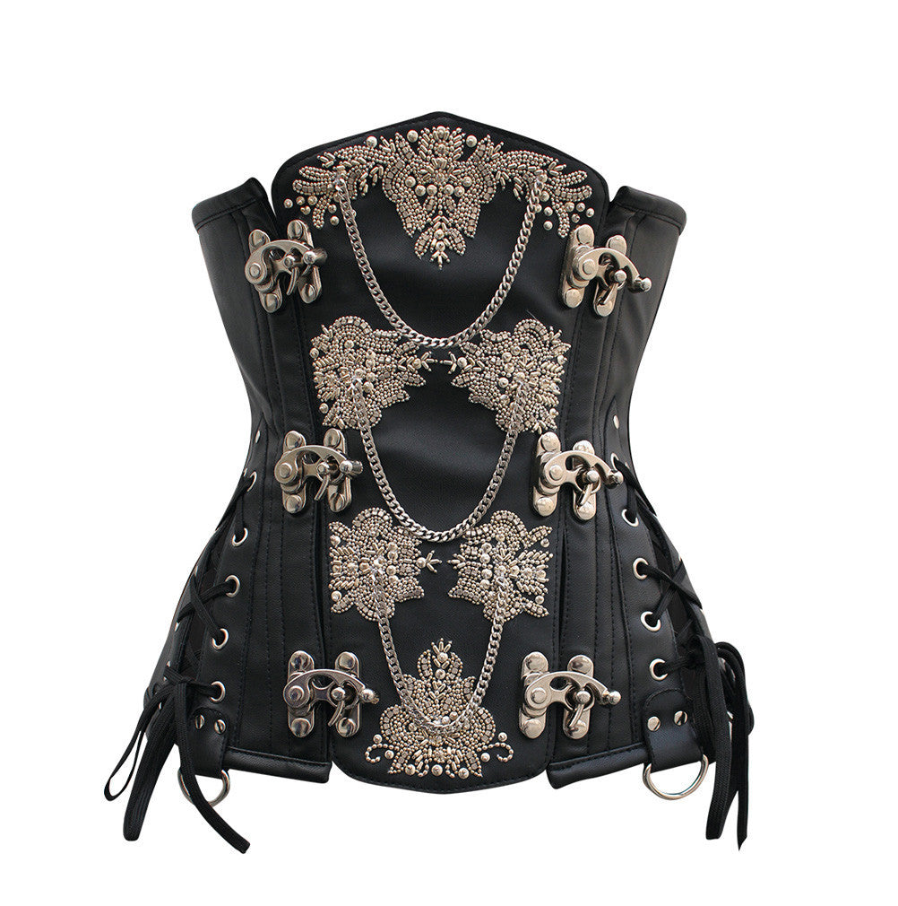 Maira Underbust Corset-Black Faux Leather Dress- Plus Size Leather Bustier Corsets Queen US-CA Maira Underbust Corset-Black Faux Leather Dress- Plus Size Leather Bustier Corsets Queen US-CA
