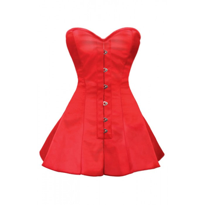 Niyah Gothic Steel Boned Corset Dress- Red Satin Overbust Corset Dress- Red Overbust Corset Corsets Queen US-CA Niyah Gothic Steel Boned Corset Dress- Red Satin Overbust Corset Dress- Red Overbust Corset Corsets Queen US-CA