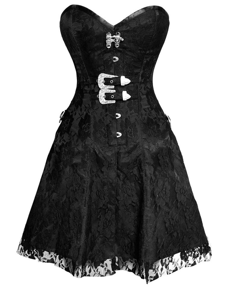 Noel Gothic Net Overlay Corset Dress- Black Satin Online Corset Dress For Plus Size Corsets Queen US-CA Noel Gothic Net Overlay Corset Dress- Black Satin Online Corset Dress For Plus Size Corsets Queen US-CA