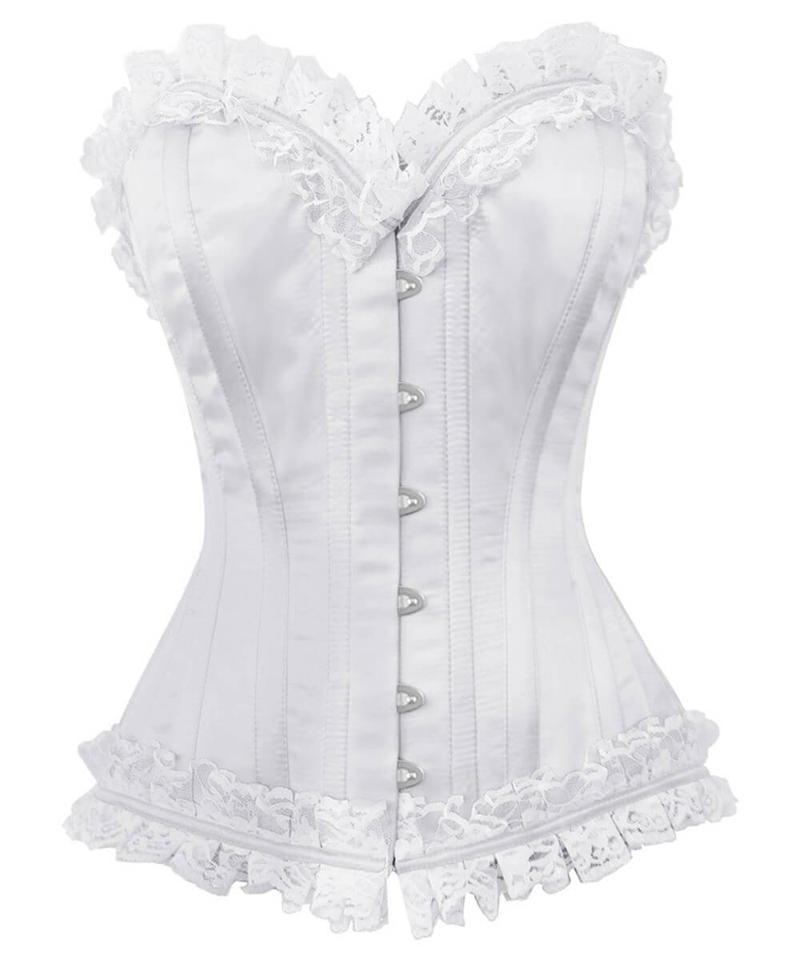 white burlesque corset dress Custom Size white victorian zombie ghost burlesque corset costume dress with top hat S-XL Glamtastik