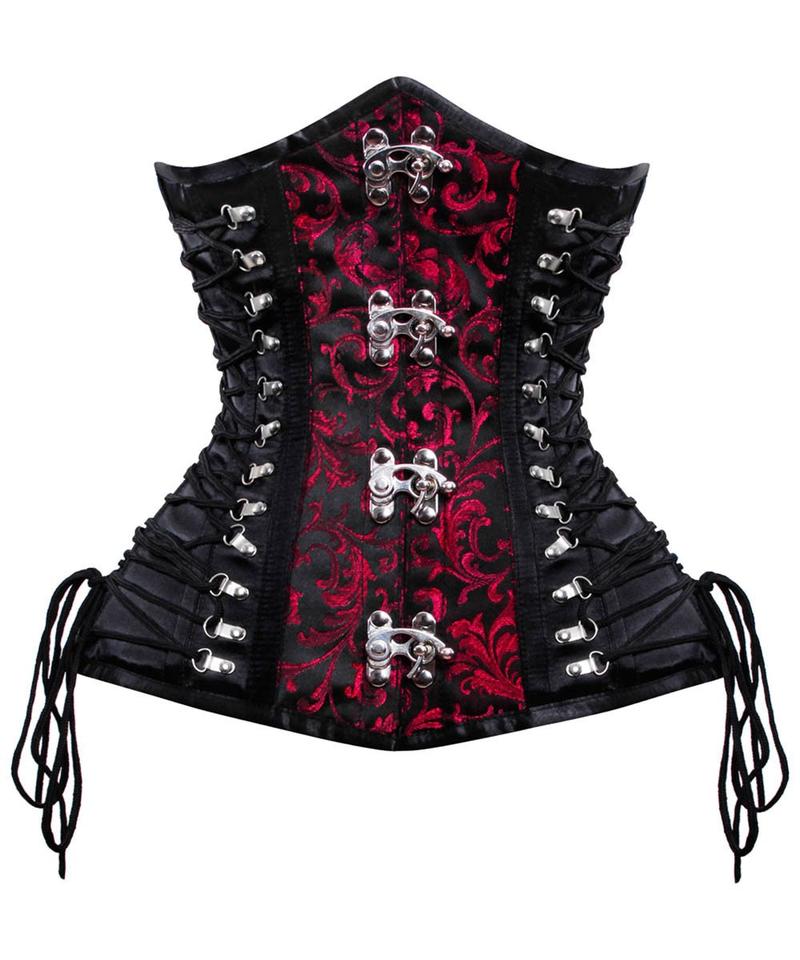 Quinn Criss Cross Underbust Gothic Corset- Red/Black Spiral Steel Boned Corset Dress Corsets Queen US-CA Quinn Criss Cross Underbust Gothic Corset- Red/Black Spiral Steel Boned Corset Dress Corsets Queen US-CA