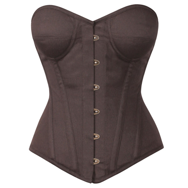 Norton Cotton Brown Overbust Corsets with Cups - Corsets Queen US-CA