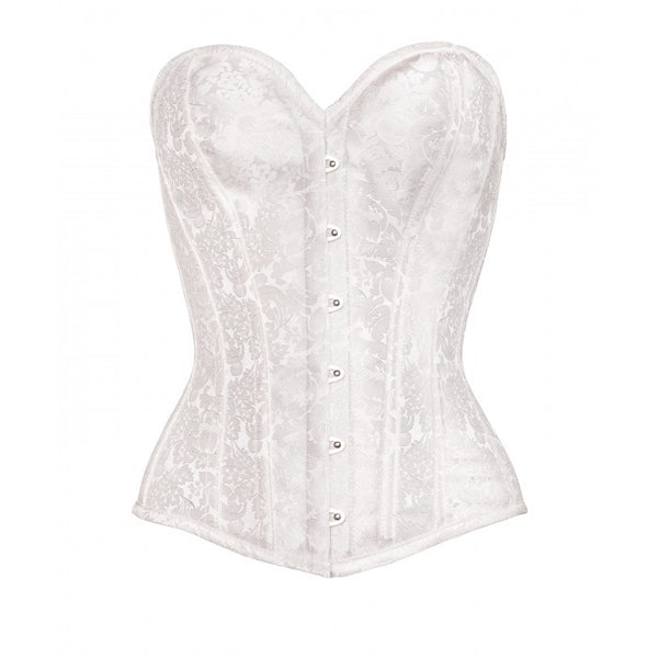 Cristiano Instant Shape White Brocade Overbust - Corsets Queen US-CA