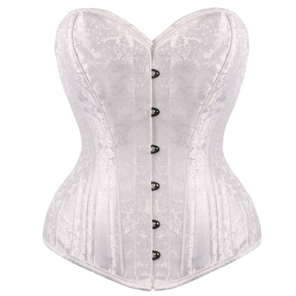 Shiny sequins and satin overbust authentic corset with long hip-line.  Steel-boned corset for tight lacing, prom, gothic, wedding, valentine