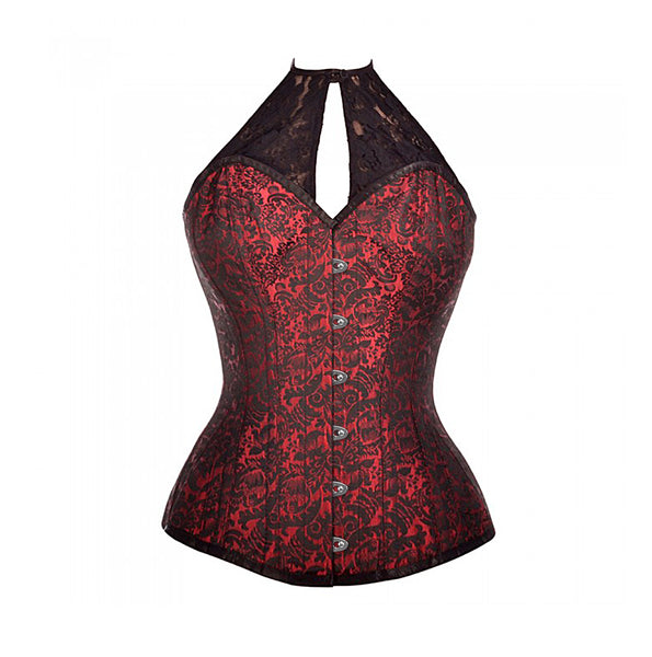 Dyne Red Corset With Lace Halterneck | Corsets Queen US-CA