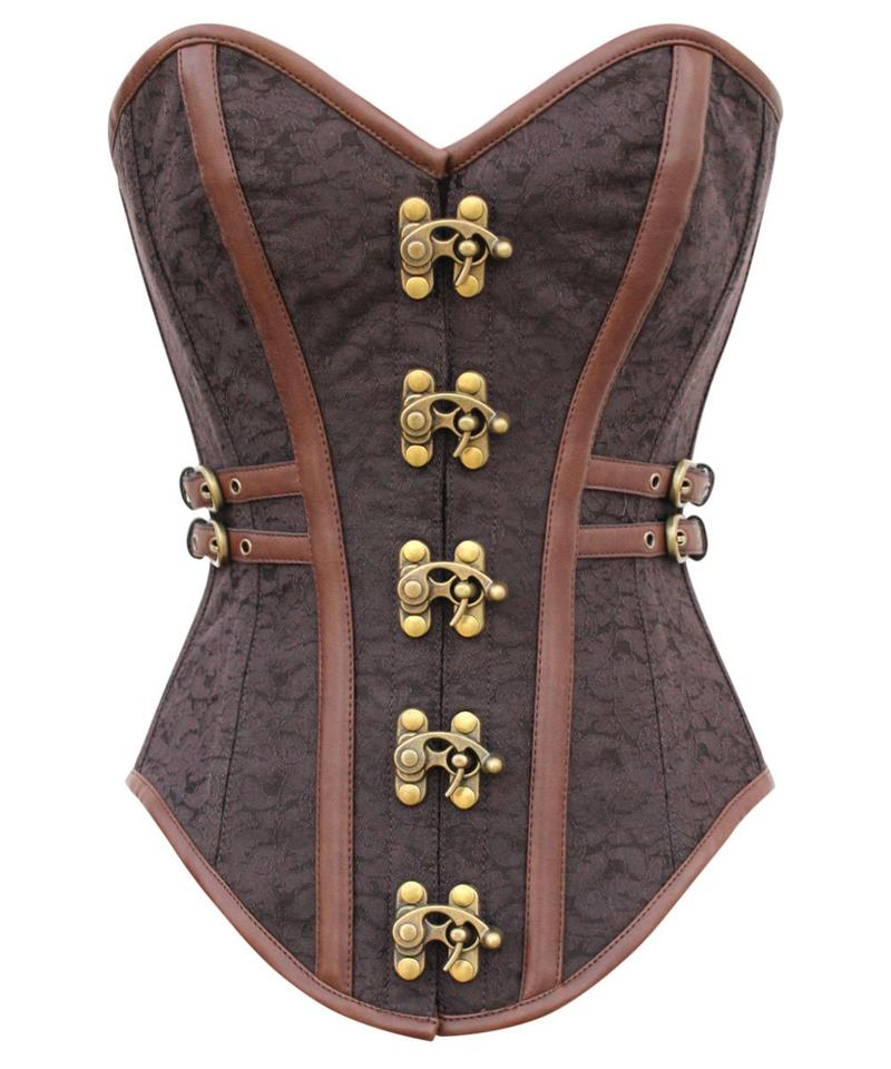 Dine Instant Shape Steampunk Brocade Corset with Side Buckles - Corsets Queen US-CA