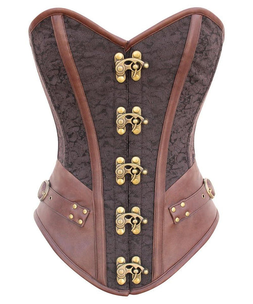 Swan Instant Shape Steampunk Overbust Corset with Curved Hem - Corsets Queen US-CA