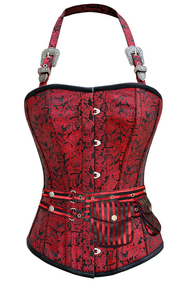 Weisz Red Corset with Strap and Pouch - Corsets Queen US-CA