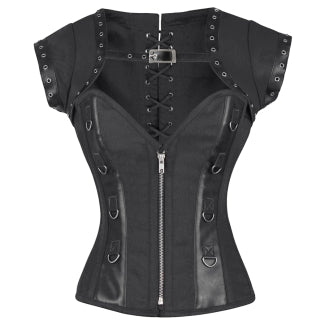 Stokes Black Gothic Cotton Corset with Shrug - Corsets Queen US-CA